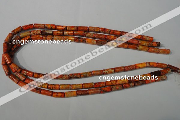 CDI736 15.5 inches 6*12mm tube dyed imperial jasper beads