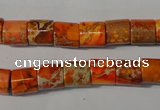 CDI737 15.5 inches 8*8mm tube dyed imperial jasper beads