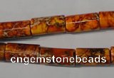 CDI738 15.5 inches 8*16mm tube dyed imperial jasper beads