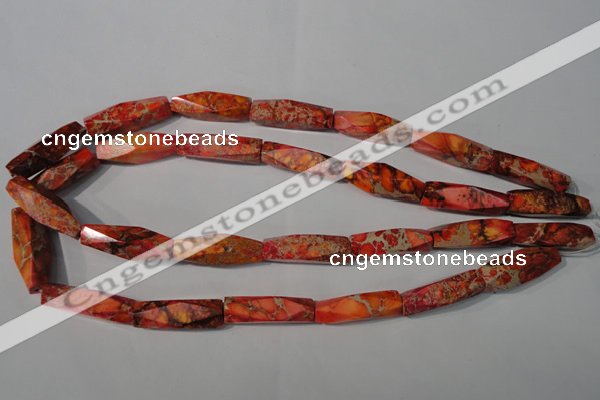 CDI744 15.5 inches 8*30mm faceted rice dyed imperial jasper beads