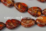 CDI754 15.5 inches 13*18mm flat teardrop dyed imperial jasper beads