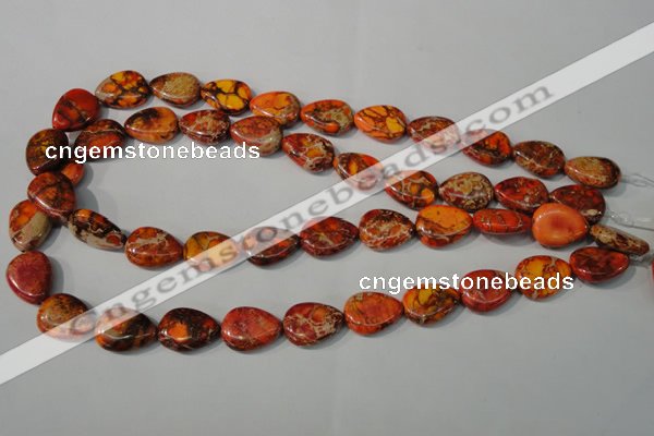 CDI754 15.5 inches 13*18mm flat teardrop dyed imperial jasper beads