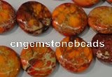 CDI757 15.5 inches 18mm flat round dyed imperial jasper beads