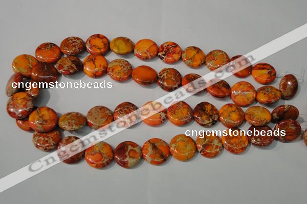 CDI757 15.5 inches 18mm flat round dyed imperial jasper beads