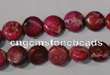 CDI785 15.5 inches 10mm flat round dyed imperial jasper beads