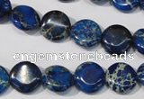 CDI906 15.5 inches 12mm flat round dyed imperial jasper beads