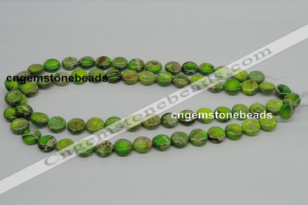 CDI91 16 inches 12mm flat round dyed imperial jasper beads wholesale