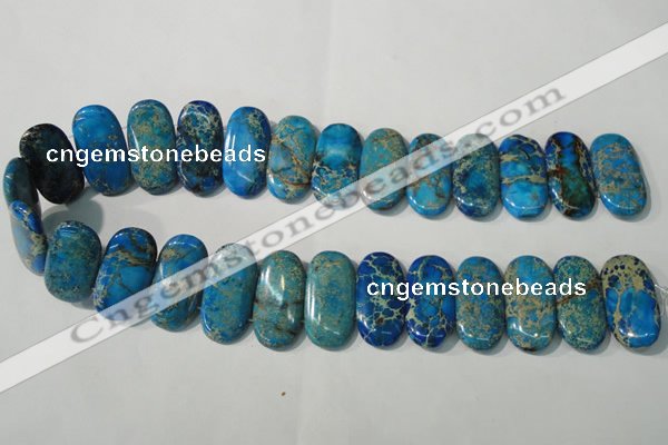 CDI917 15.5 inches 15*30mm oval double drilled dyed imperial jasper beads