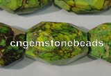 CDI933 15.5 inches 19*30mm faceted nuggets dyed imperial jasper beads