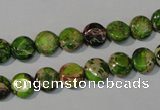 CDI935 15.5 inches 8mm flat round dyed imperial jasper beads