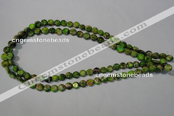 CDI935 15.5 inches 8mm flat round dyed imperial jasper beads