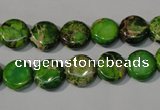 CDI936 15.5 inches 10mm flat round dyed imperial jasper beads