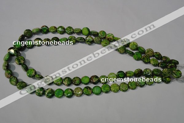 CDI936 15.5 inches 10mm flat round dyed imperial jasper beads