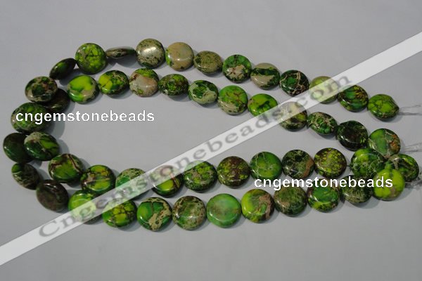 CDI937 15.5 inches 16mm flat round dyed imperial jasper beads