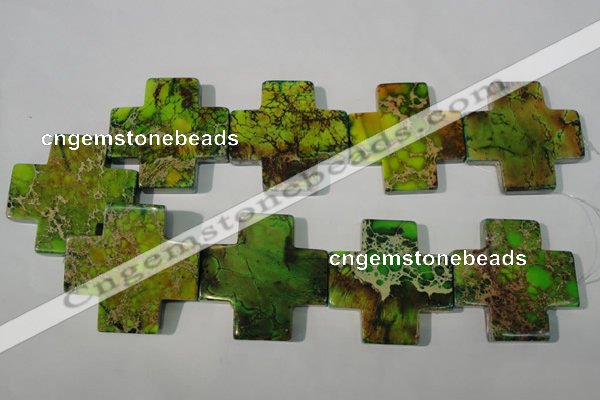 CDI954 15.5 inches 45*45mm cross dyed imperial jasper beads