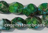 CDI964 15.5 inches 14*17mm faceted nuggets dyed imperial jasper beads