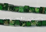 CDI969 15.5 inches 6*6mm cube dyed imperial jasper beads