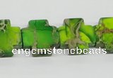 CDI97 16 inches 18*18mm cross dyed imperial jasper beads wholesale