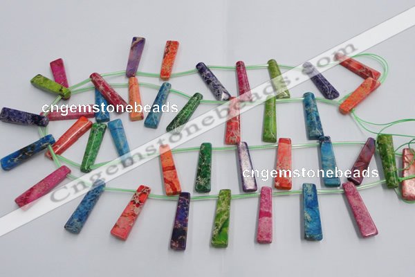 CDI988 15.5 inches 7*30mm trapezoid dyed imperial jasper beads