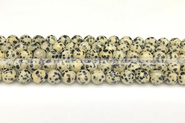 CDM101 15 inches 8mm faceted round dalmatian jasper beads