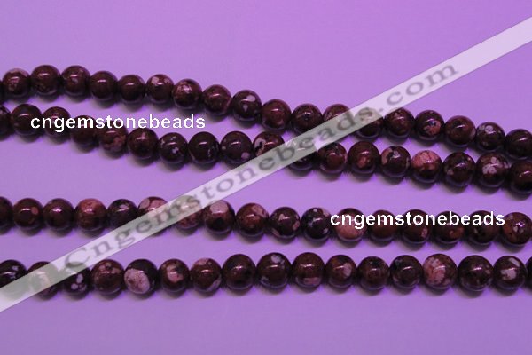 CDM52 15 inches 8mm round strawberry dalmatian jasper beads