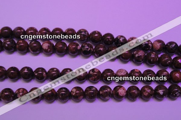 CDM53 15 inches 10mm round strawberry dalmatian jasper beads