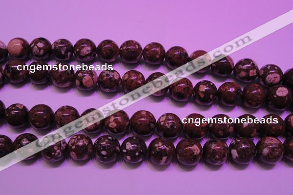 CDM54 15 inches 12mm round strawberry dalmatian jasper beads