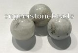 CDN1034 30mm round black rutilated quartz decorations wholesale