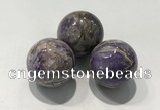 CDN1036 30mm round charoite decorations wholesale