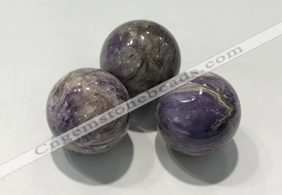 CDN1036 30mm round charoite decorations wholesale