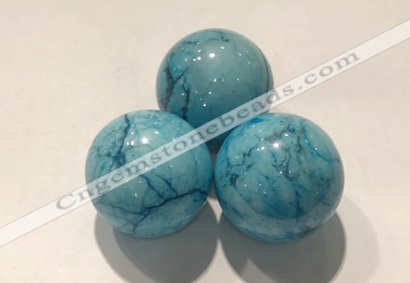 CDN1046 30mm round dyed white howlite decorations wholesale