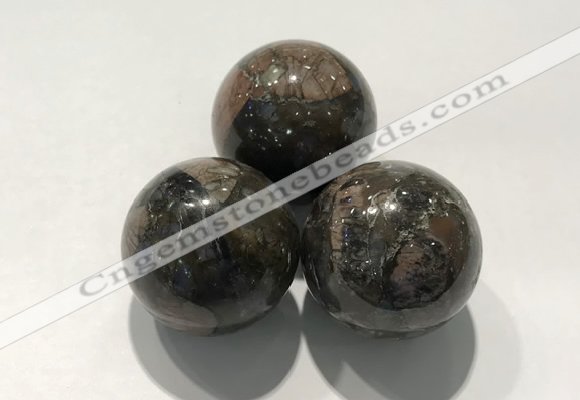 CDN1066 30mm round grey opal decorations wholesale