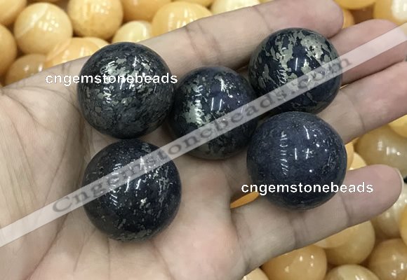 CDN11 25mm round pyrite gemstone decorations wholesale