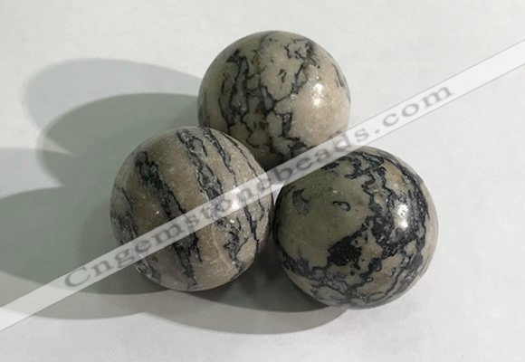 CDN1149 30mm round zebra jasper decorations wholesale