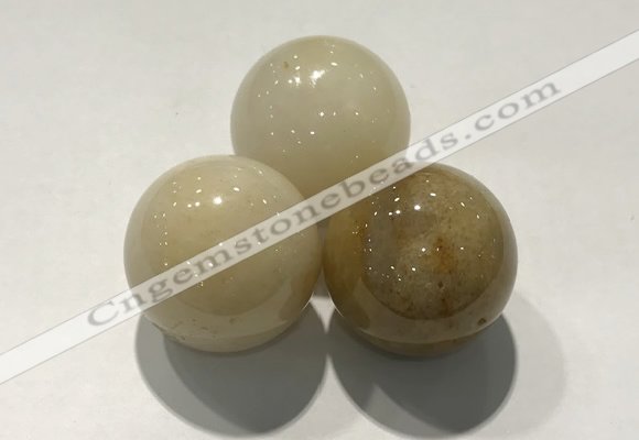 CDN1153 30mm round yellow jade decorations wholesale