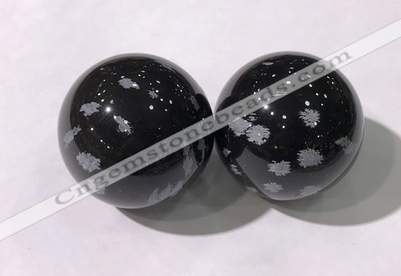 CDN1251 40mm round snowflake obsidian decorations wholesale