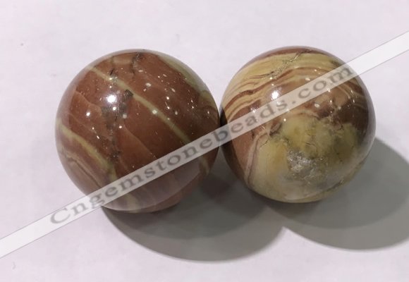 CDN1274 40mm round red picture jasper decorations wholesale