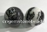 CDN1276 40mm round black & white jasper decorations wholesale