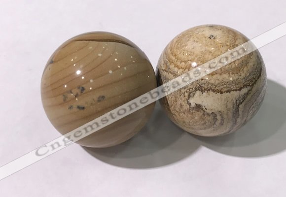 CDN1298 40mm round picture jasper decorations wholesale