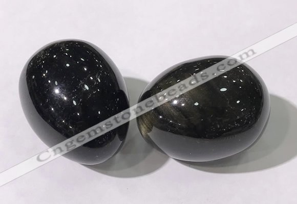 CDN1375 35*45mm egg-shaped golden obsidian decorations wholesale