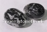 CDN1393 35*45mm egg-shaped black & white jasper decorations wholesale