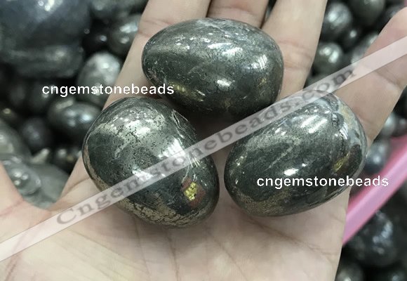 CDN30 28*38mm egg-shaped pyrite gemstone decorations wholesale