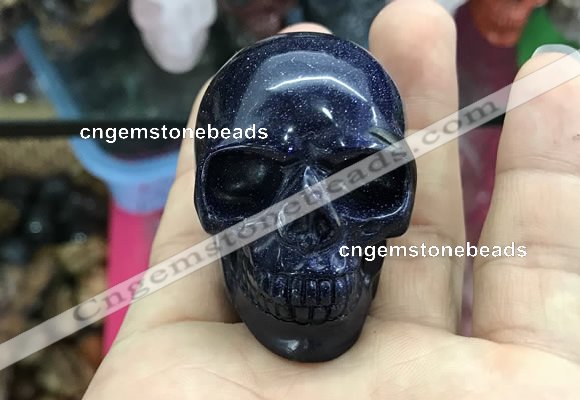 CDN553 35*50*40mm skull blue goldstone decorations wholesale