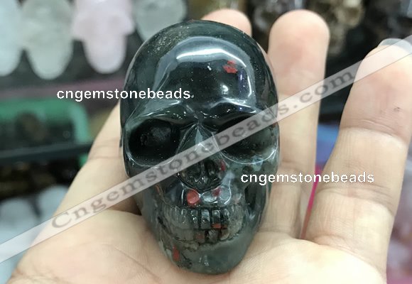 CDN557 35*50*40mm skull blood jasper decorations wholesale