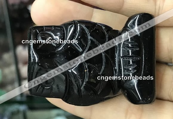 CDN577 35*50mm owl black agate decorations wholesale