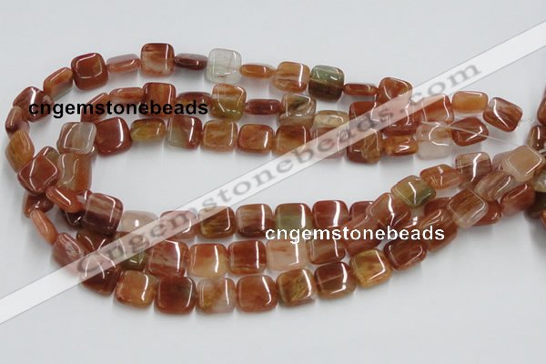 CDQ07 15.5 inches 14*14mm square natural red quartz beads wholesale