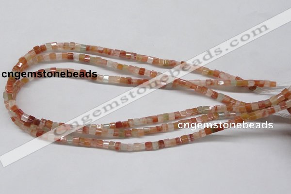 CDQ35 15.5 inches 4*4mm cube natural red quartz beads wholesale