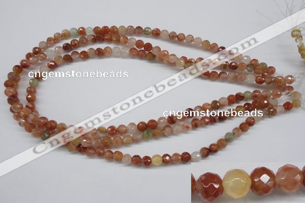 CDQ48 15.5 inches 6mm faceted round natural red quartz beads