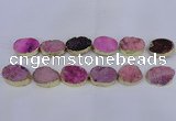 CDQ503 20*30mm - 22*30mm oval druzy quartz beads wholesale