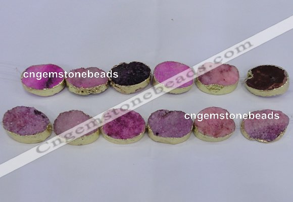 CDQ503 20*30mm - 22*30mm oval druzy quartz beads wholesale